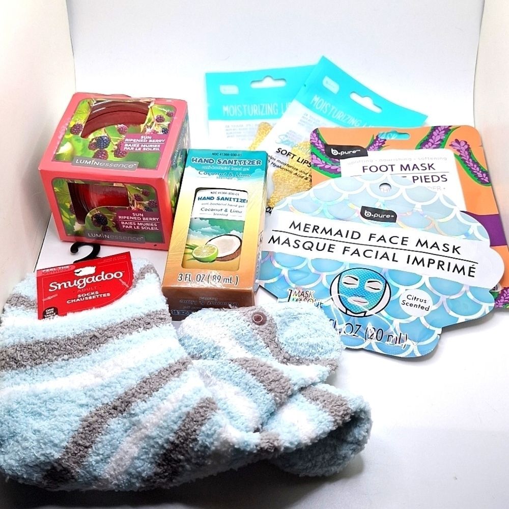 Self care beauty and home bundle mask candle socks